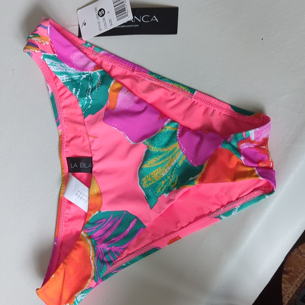 8. NWT La Blanca Hawaiian floral bikini bottom Hot Coral Isla Del Sol